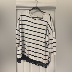 Black and white top.